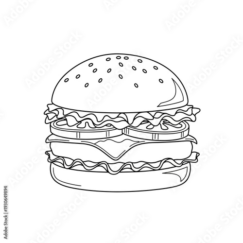 Delicious Gourmet Cheeseburger with Fresh Lettuce and Sesame Seed Bun