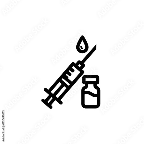Medical Syringe and Medicine Bottle Illustration for Healthcare and Vaccination Concepts