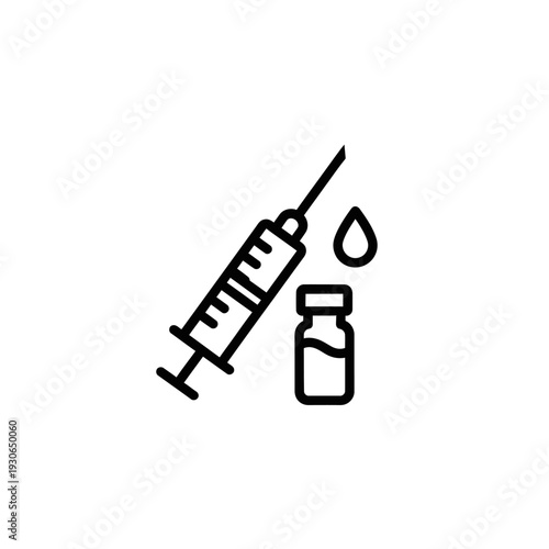 Medical Syringe and Vaccination Bottle Icon for Healthcare and Immunization Concepts
