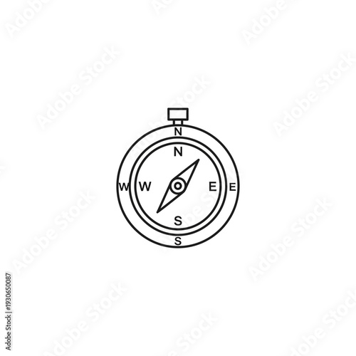 Detailed Illustration of a Classic Compass for Navigation and Orienteering Purposes