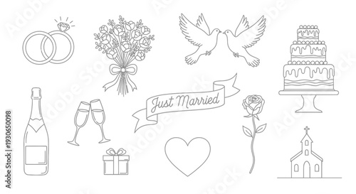 Wedding Marriage Celebration Elements Illustration