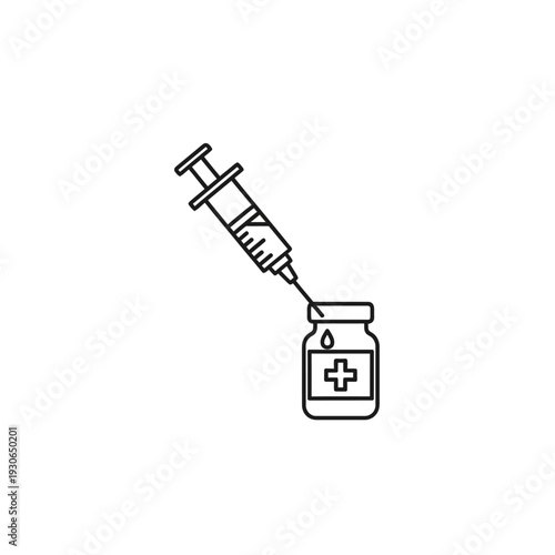Medical Syringe and Vaccine Bottle Illustration for Healthcare and Immunization Concept