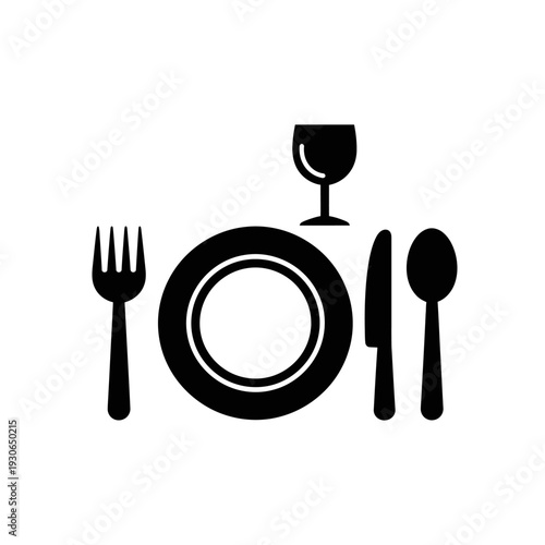 Elegant Dining Table Setting with Plate Fork Knife and Glassware for Fine Cuisine