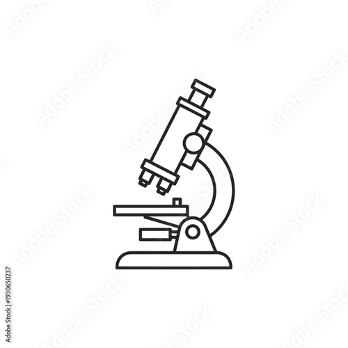 Detailed Illustration of a Classic Laboratory Microscope for Scientific Research