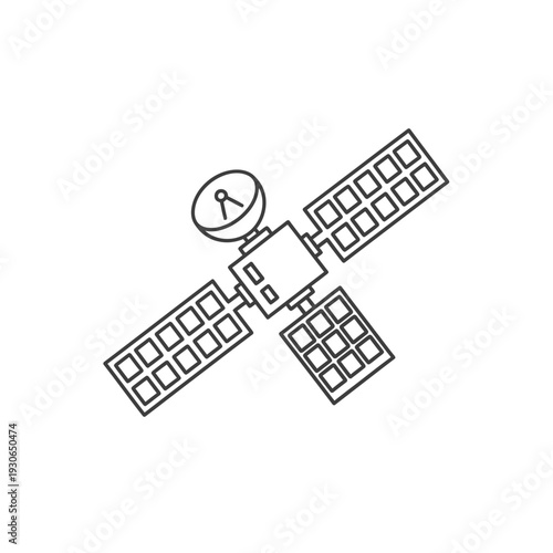 Detailed Illustration of a Modern Satellite with Solar Panels and Communication Antenna