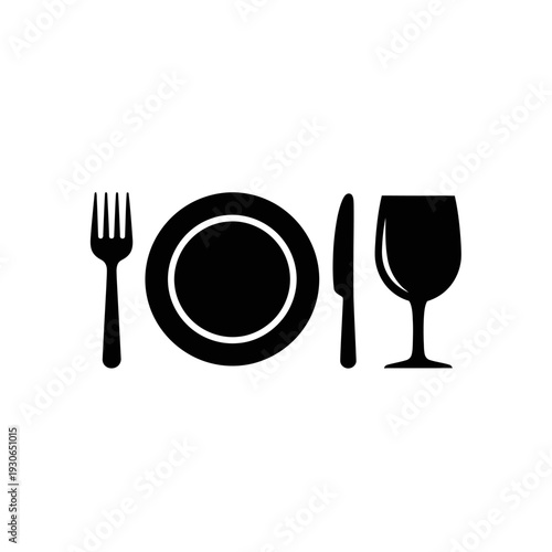Elegant Table Setting with Fork Plate Knife and Wine Glass for Fine Dining