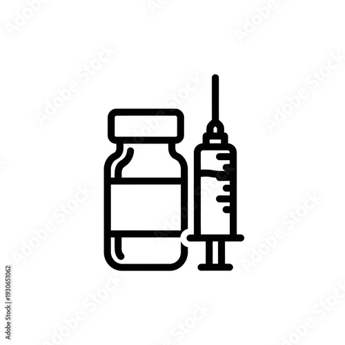 Medical Vaccine Bottle and Syringe for Immunization or Vaccination