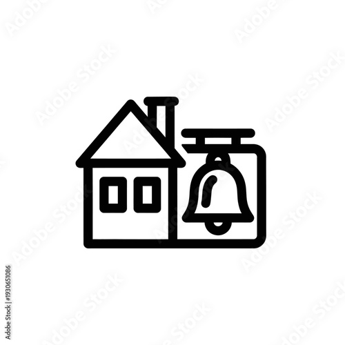 Home Security Alarm System with House and Bell Icon for Safety