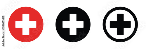 Red Cross Icon Vector Emergency First Aid Medical Sign