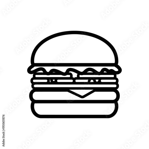 Minimalist Line Drawing of a Hamburger for Food and Dining Concepts