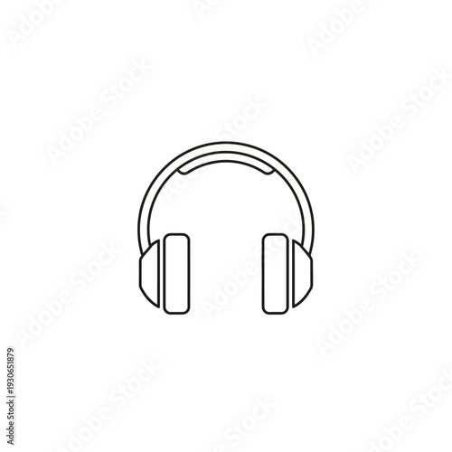 Minimalist Line Art Illustration of Over-Ear Headphones on White Background