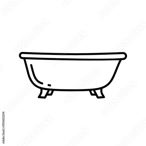 Minimalist Bathtub Outline Illustration for Interior Design Projects