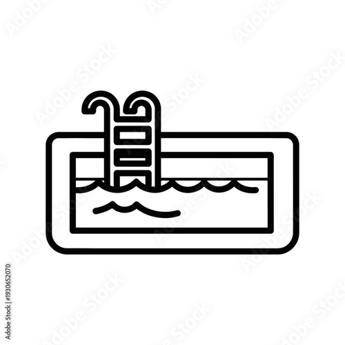 Minimalist Illustration of a Heated Swimming Pool with Aquatic Amenities