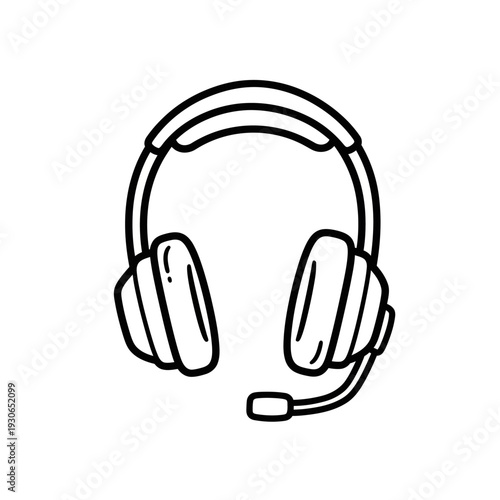 Minimalist Illustration of a Headset with Microphone for Communication and Support