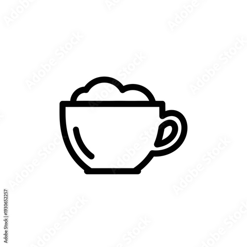 Minimalist Line Art of a Coffee Cup with Foam for Beverage and Hot Drink Concept
