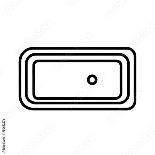 Minimalist Black and White Line Drawing of a Rectangular Bathtub Illustration