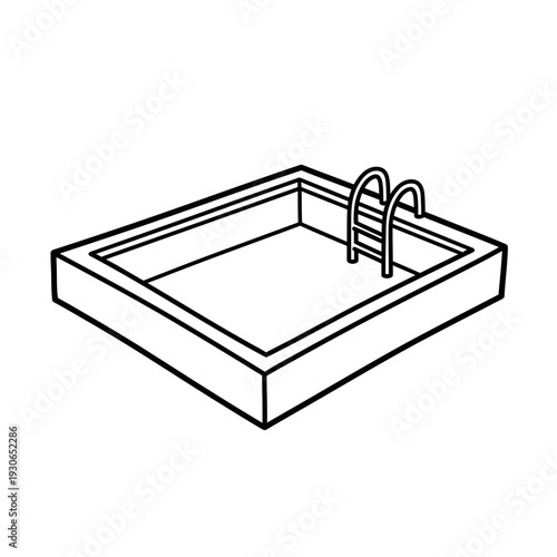 Isometric Illustration of a Swimming Pool with Ladder for Recreational Use