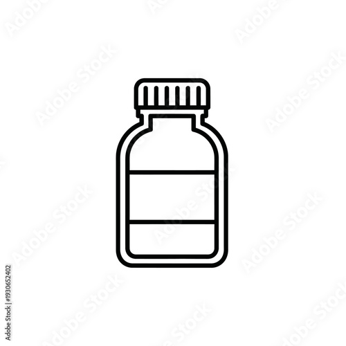 Minimalist Illustration of a Medicine Bottle with Cap for Healthcare and Pharmaceutical Concepts