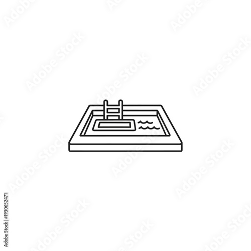 Minimalist Illustration of a Modern Swimming Pool with Ladder and Water