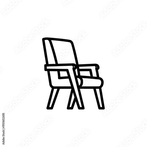 Minimalist Line Art of a Modern Wooden Armchair for Interior Design