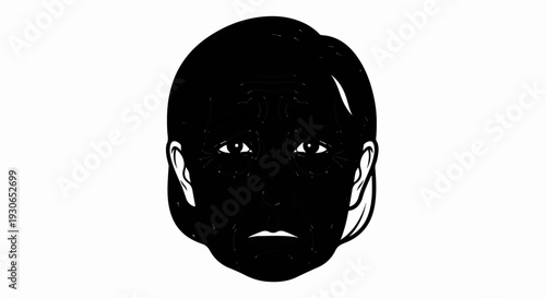 Black and white illustration of a face with furrowed brow and downturned mouth