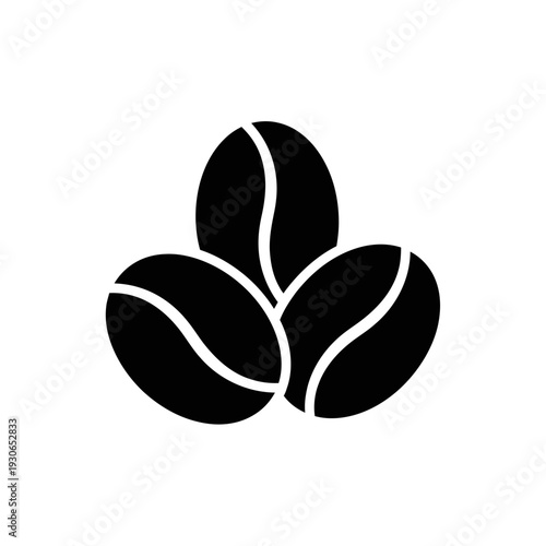 Minimalist Black and White Coffee Beans Icon for Branding and Design