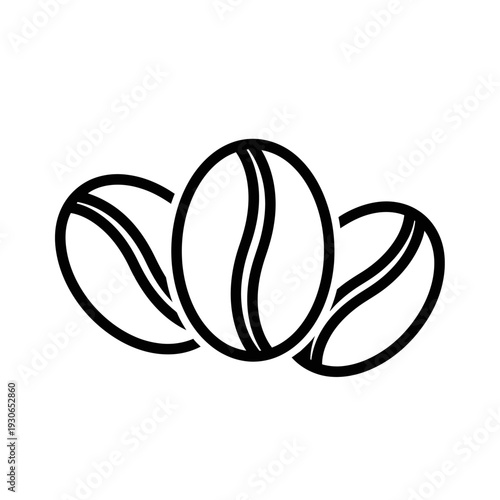 Minimalist Black and White Coffee Beans Illustration for Coffee Shop and Beverage Design