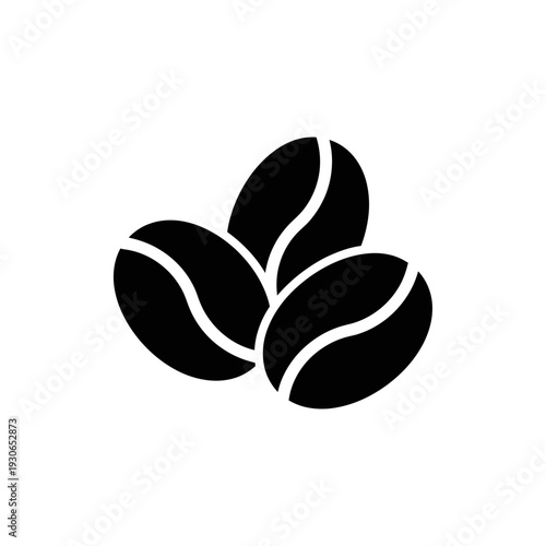 Minimalist Black and White Coffee Beans Icon for Branding and Advertising