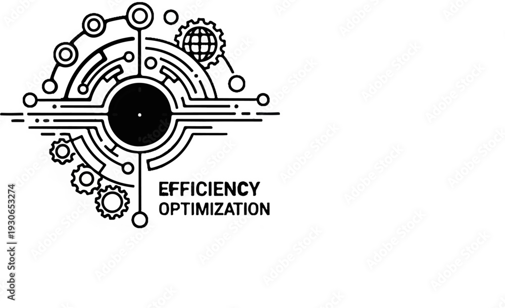 Obraz premium Abstract interconnected circular design with gears and text