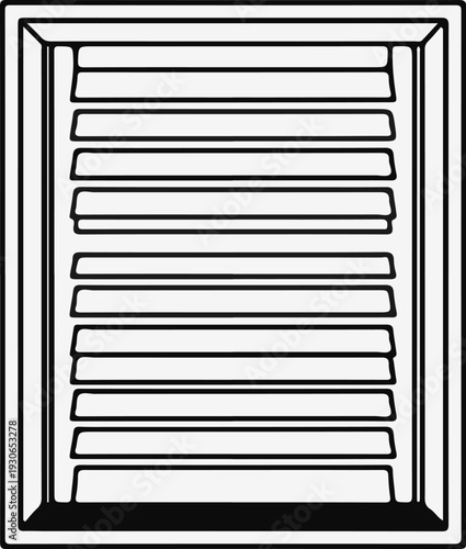 A stylized, high-contrast line drawing of a window louvered vent