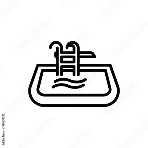 Minimalist Illustration of a Swimming Pool with Ladder and Water Surface