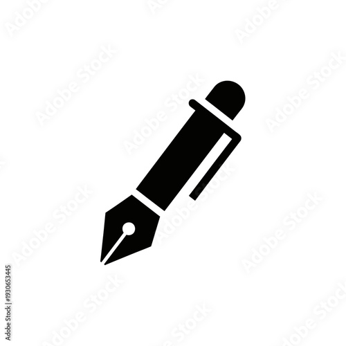 Minimalist Black and White Pen Icon for Creative Design Projects