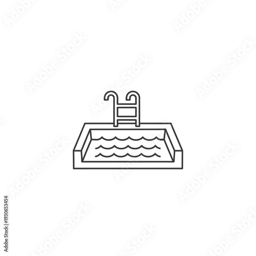 Minimalist Illustration of a Swimming Pool with Ladder and Water Waves