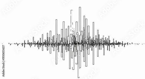 Abstract line drawing of a graph with spikes, representing data or sound waves