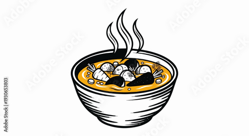 A hearty bowl of stew with vegetables and steaming vapors rises above