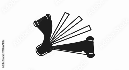 Silhouette of elastic bands attached to handles, spread out like a fan