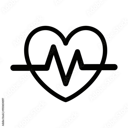 Minimalist Heartbeat Line Inside a Heart Shape Representing Cardiovascular Health