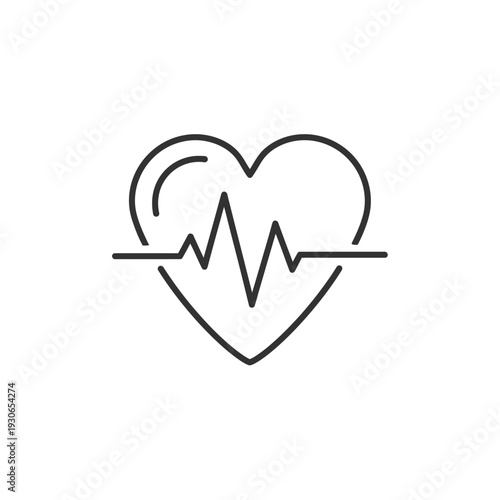 Minimalist Heartbeat Line Inside Heart Shape for Health and Wellness Concept
