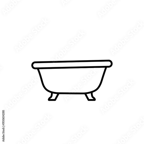 Minimalist Line Drawing of a Bathtub on White Background for Interior Design