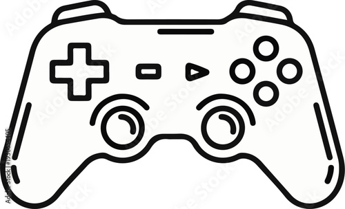 A black and white outline drawing of a gaming controller, complete with buttons