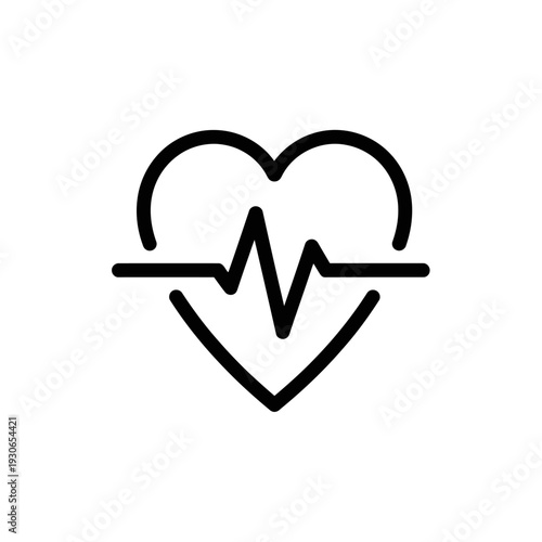 Minimalist Heartbeat Line Inside Heart Shape Symbol for Health and Wellness