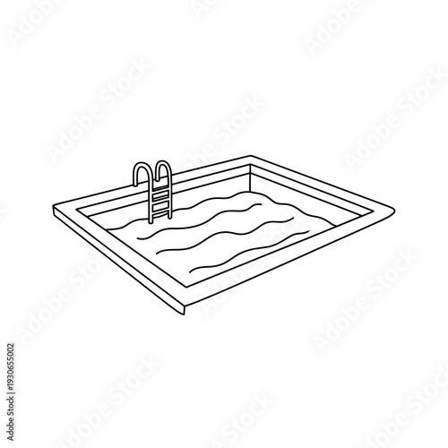 Minimalist Isometric Illustration of a Swimming Pool with Ladder
