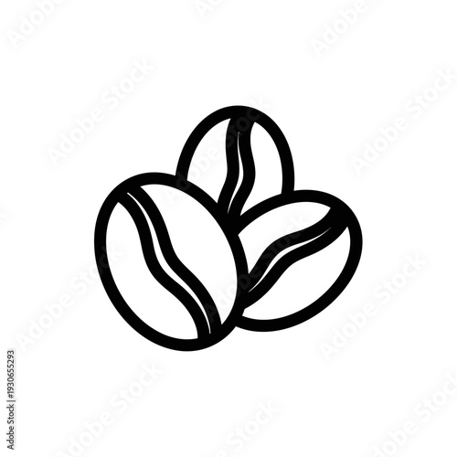 Minimalist Line Drawing of Coffee Beans on White Background for Culinary and Beverage Concepts