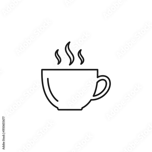 Minimalist Line Drawing of Hot Steaming Cup of Coffee or Tea for Morning Beverage Concept