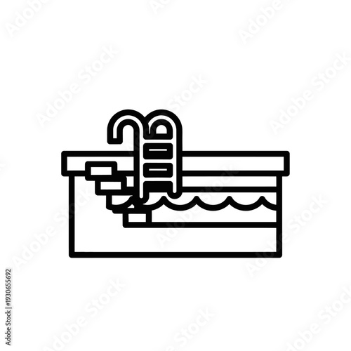 Minimalist Pool with Ladder Illustration for Recreational Design