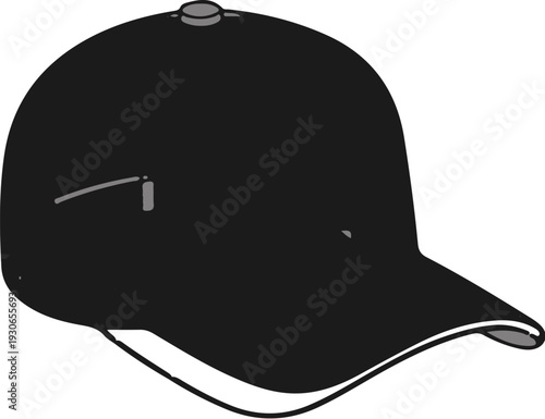Simple black baseball cap with a curved brim and adjustable strap detail