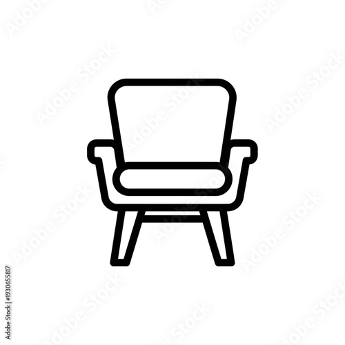 Minimalist Line Drawing of Modern Comfortable Armchair for Interior Design