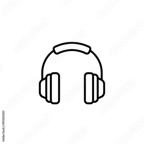 Minimalist Line Drawing of Modern Headphones for Audio Technology Content