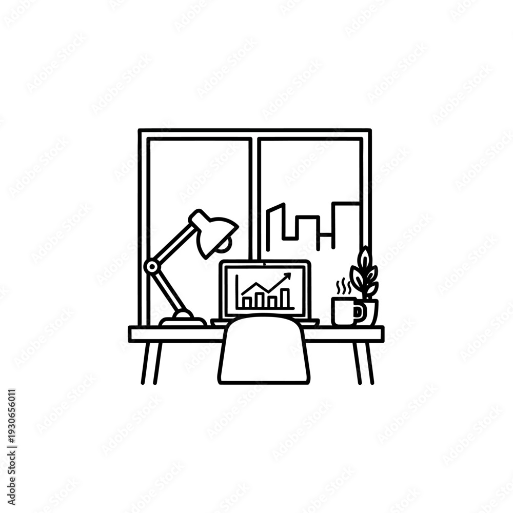 Fototapeta premium Minimalist Workspace with Cloud Storage and Modern Office Decor