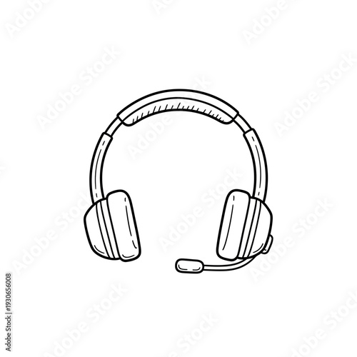 Minimalist Line Drawing of Professional Headphones for Audio and Music Enthusiasts